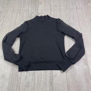 SLATE & WILLOW High Neck Sheer Sleeve Sweater